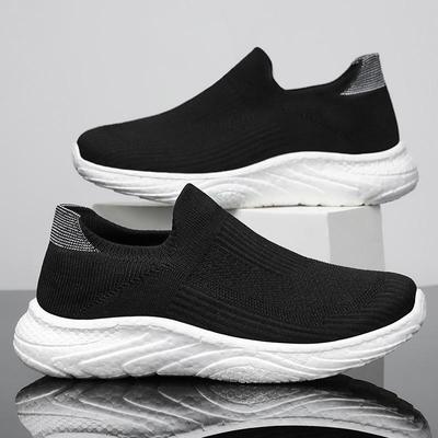 Sapatos Tênis Meia Slip-On Respiráveis Masculinos, Resistentes a Odores, Cor Sólida, Versáteis em Flyknit, Uso Casual para Casais
