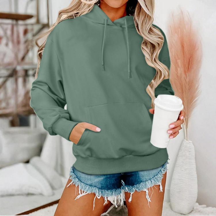 Oversized Hooded Sweatshirt for Women Long Sleeve Drop Shoulder Plush Pullover S