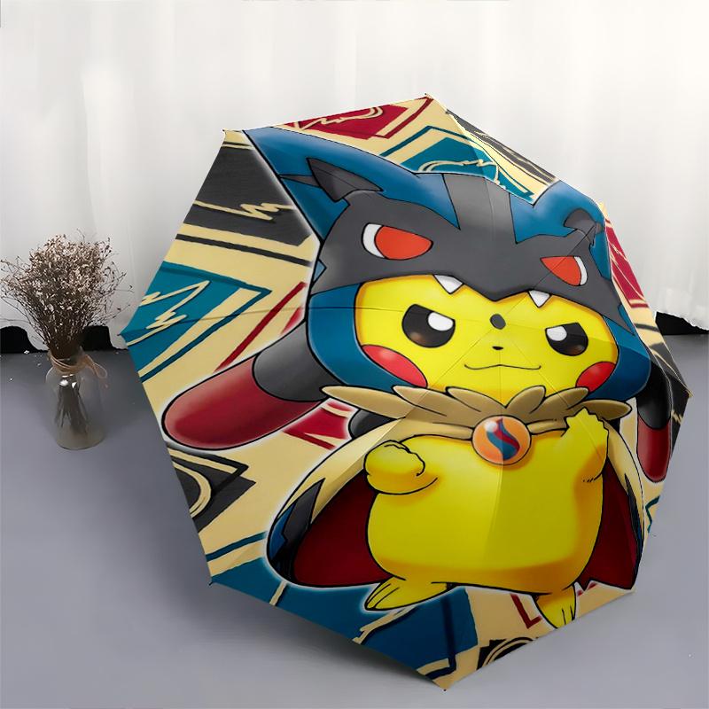 1pc Pikachu In Blue Armor Automatic Folding Umbrella - 3 Folding Design, Vivid Cartoon Pattern, Suitable for Outdoor Activities, A Gift for Fans