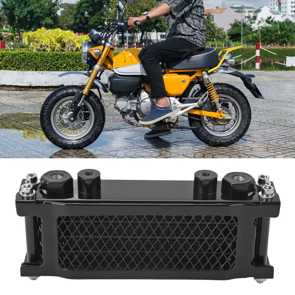 Motorcycle Oil Cooler Kit, Engine Oil Cooling Radiator, Oil Cooling Radiator System Kit, Aluminum 4-Row High Efficiency Replacement, for Monkey 125 50