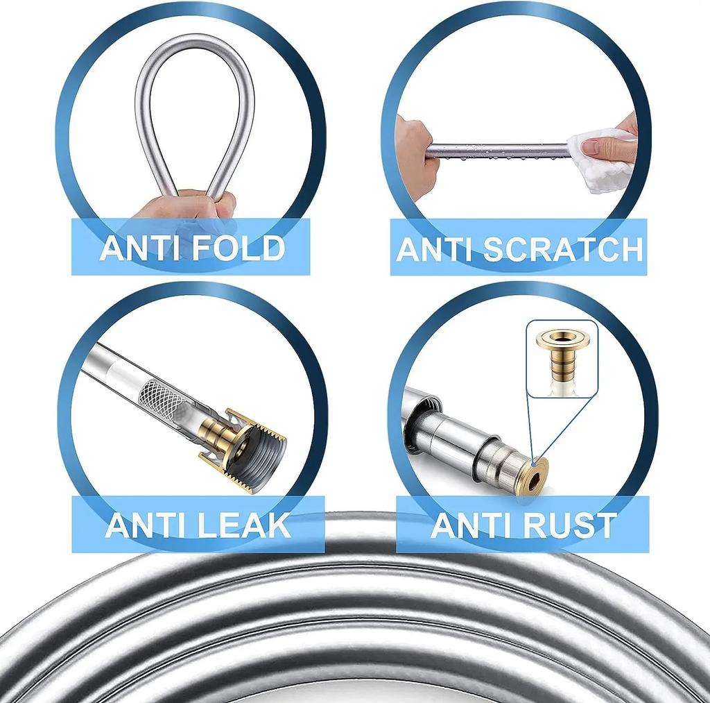 1.5/2/3M PVC Silicone Shower Head Hose Flexible Pipe Tube High Pressure Water Powerful Multilayer Plumbing Bathroom Accessories