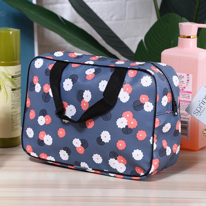 Waterproof Floral Travel Cosmetic Bag - Portable Handheld Wash Bag