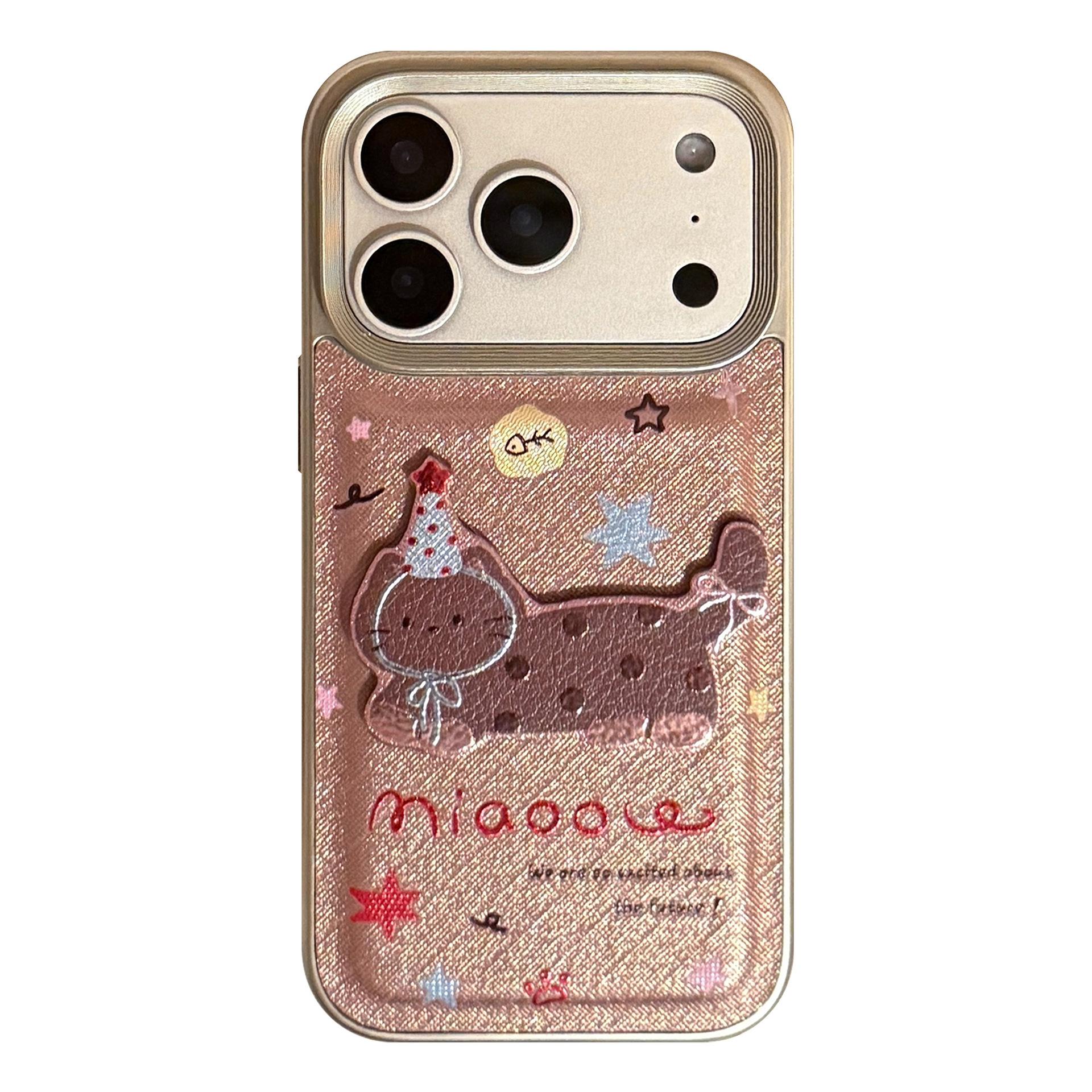 Ретро Коричневый Чехол для Телефона с Котом для iPhone 16, iPhone 17, iPhone 17 Pro Max iPhone 17 Air