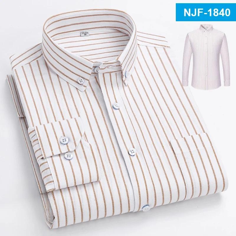 100% Cotton Oxford Long-sleeve Shirts for Men Slim Fit Formal Plain Shirt Soft Casual Plaid Designer White Striped Black Clothes