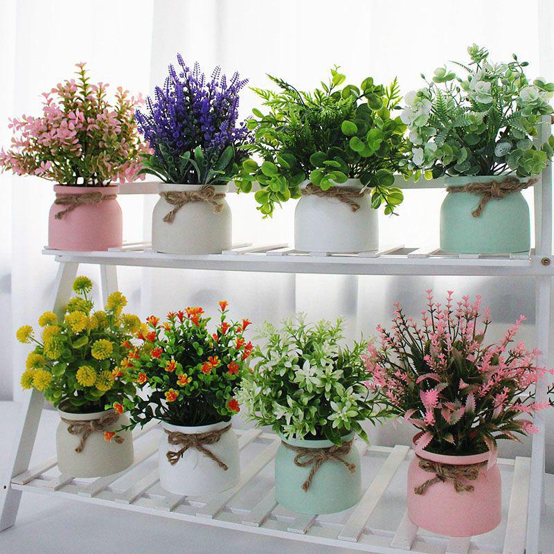 Nordic Potted Plant Ornament - Minimalist Artificial Flower Arrangement for Office & Home Decor