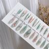 Powder Blue 3D Cat-eye Airbrushed T-shaped Wearable Nail Tips, Medium Size, Removable, 30 Pieces