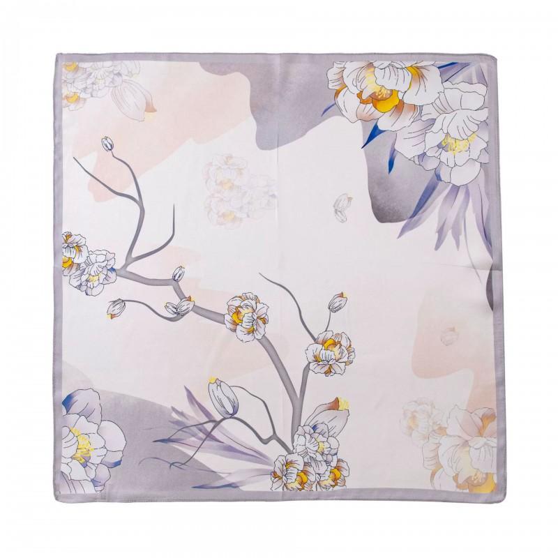 100% Mulberry Silk Square Scarf 53x53cm Floral Print Neckerchief Women