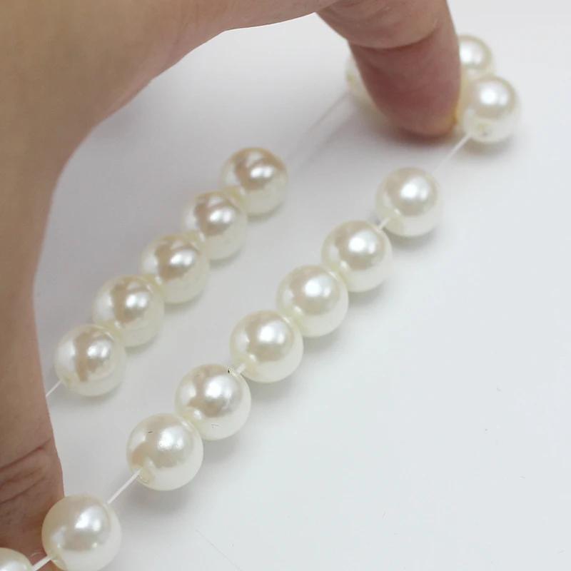 4-10mm Beige Imitation Pearl Beads Free Adjust 18cm Girth Elastic Bracelet for Women Various Sizes Wedding Gift