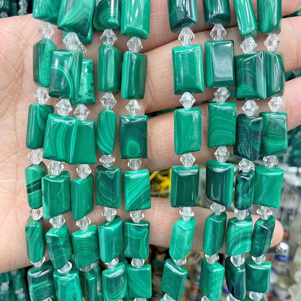 Pure Natural Malachite Tube & Oval Abacus Loose Beads for DIY Bracelet Jewelry