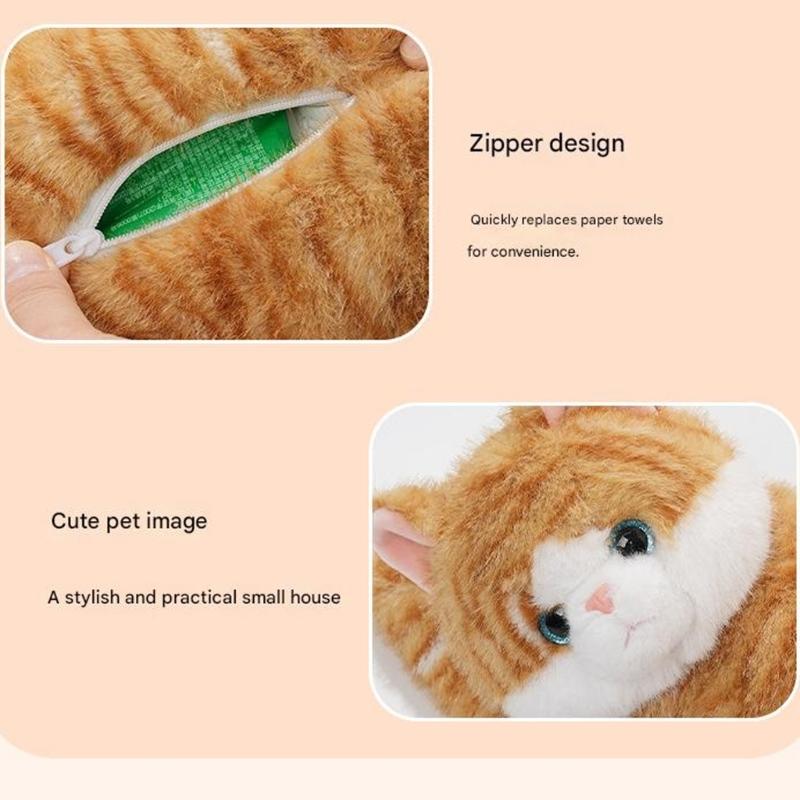 Pevný plyšový držák na krabičku s kapesníky pro domácí i kancelářské použití Elegantní design Udržuje kapesníky v suchu a přenosný k použití