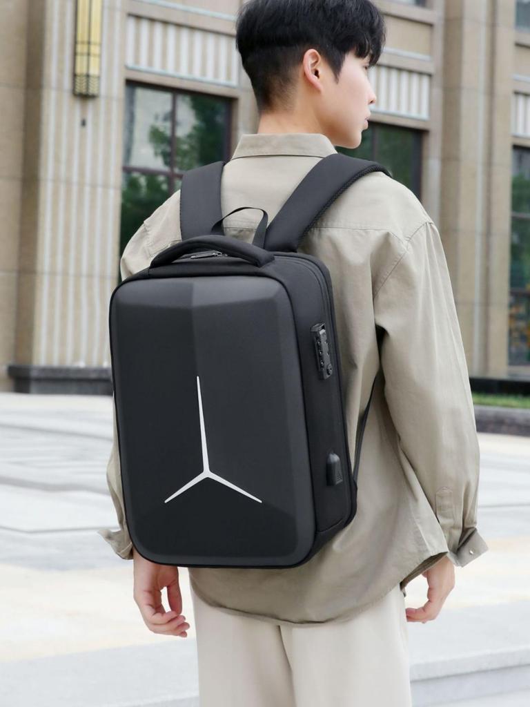 Men's Hard Shell Anti-pressure Motorcycle & Business Backpack with Airbag for 17-inch Laptop - Large Capacity