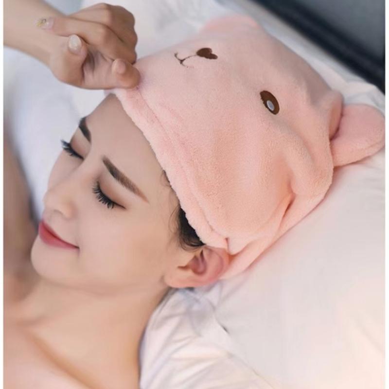 Cute Hair Drying Cap Hat Quick-Dry Hair Towel Cap Super Absorption Turban