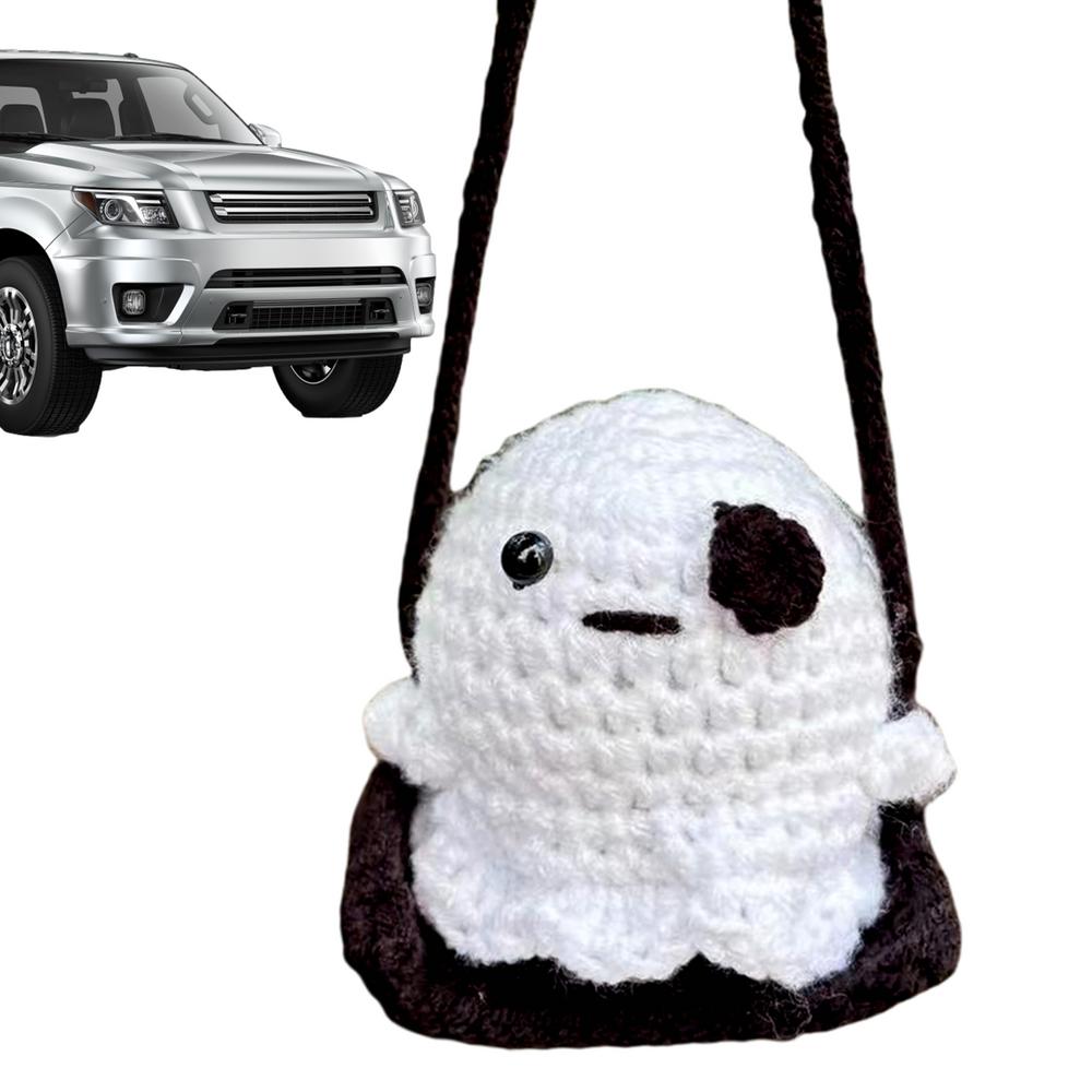 Halloween Car Ornament Swinging Ghost Car Hangings Ornament Car Interior Decoration Rear View Mirrow Hangable Accessories For