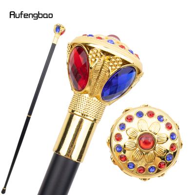 Gouden Rood Blauw Bloem Bal Mode Wandelstok Decoratieve Stok Cospaly Vintage Feest Modieuze Wandelstok Bisschopsstaf 91cm