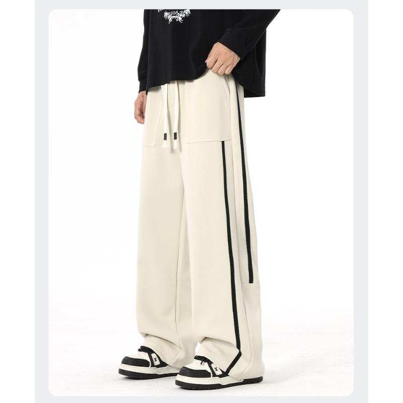 Men's Straight Loose Casual Elastic High Waist Pocket Drawstring Fashion Trousers