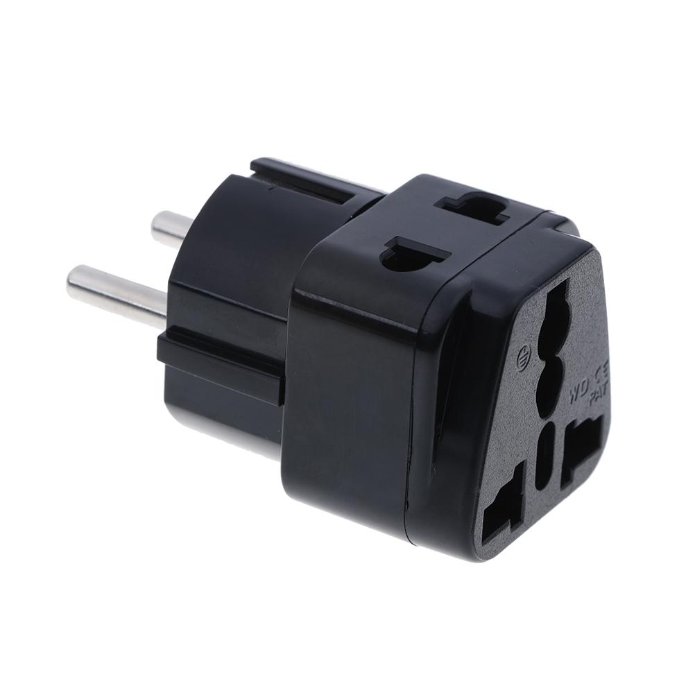 1 To 2 Splitter Germany France 5Mm Plug To Universal Uk/Us/Eu/Au 2/ 3 Pin Socket