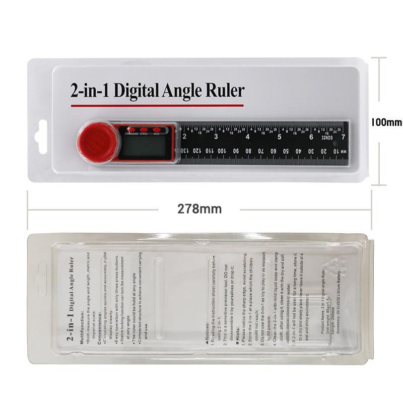 200mm 2 In 1 Digital Angle Ruler Instrument Inclinometer Goniometer Protractor