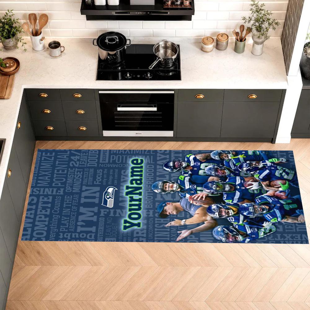 Seattle Seahawks Customize Your Name Kitchen Rug Runner Rug Laundry Mat Hallway Entryway The Best Gift Choice