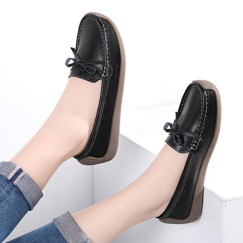 New leather handmade Doudou snail women's shoes non-slip and wear-resistant flat-heeled comfortable loafers women's shoes