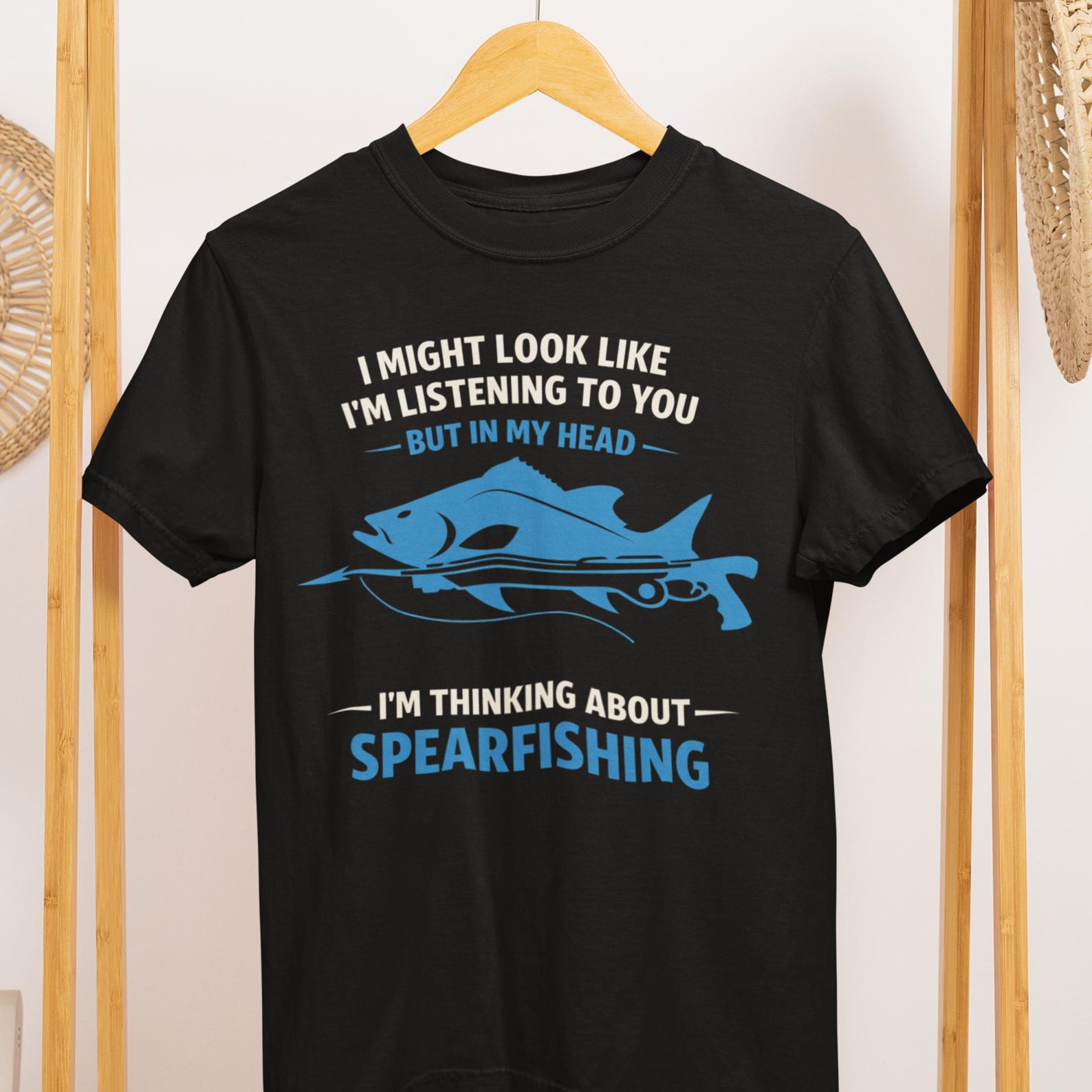 Spearfishing T-Shirt: Thinking About Spearfishing Graphic Tee M