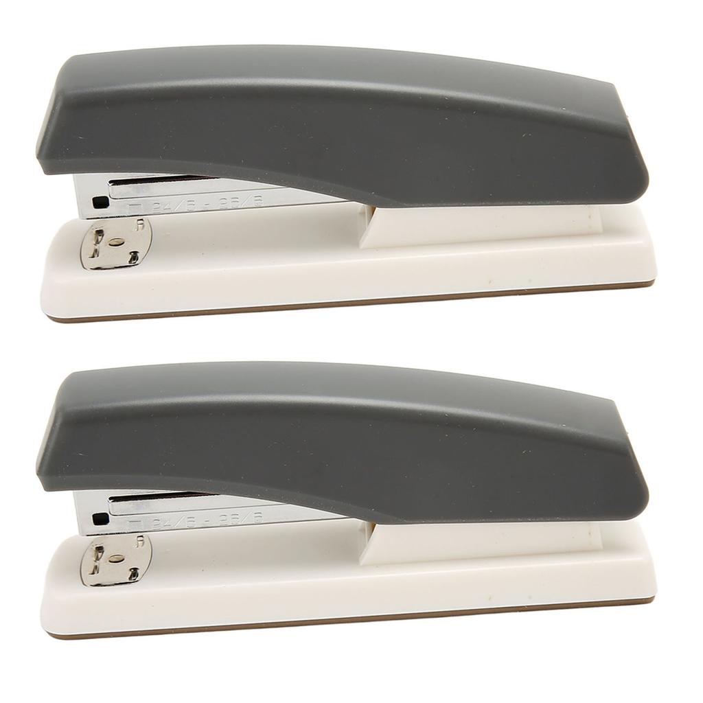 2PCS Office Stapler Prevent Slip Portable Stable Durable Ergonomic School Stapler for Students Grey