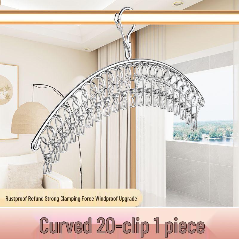 Stainless Steel Multi-Clip Clothes Drying Rack for Socks and Underwear