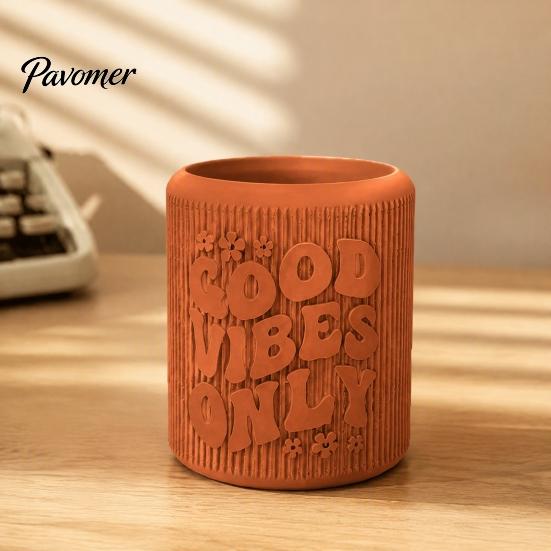 Small Containers for Indoor Gardening 3D Printed Planter, Good Vibes Only Flower Pot, Minimalist Plant Holders Windowsill Cute Cactus Container