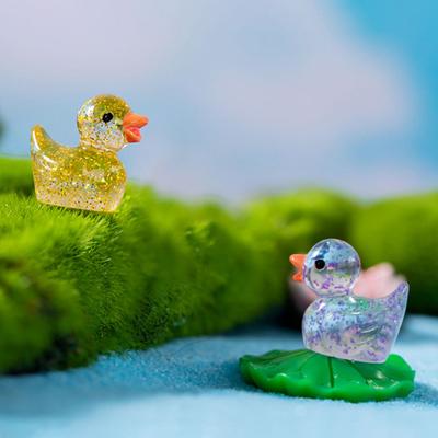 150Pcs Mini Glitter Duck Figurine Colorful Duck Resin Statue Miniature Animal