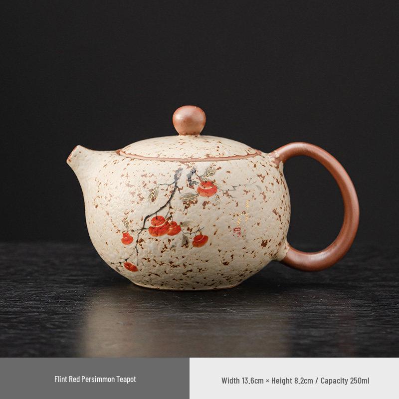 Luxurious Flint Red Xishi Gaiwan Tea Set with Handle, Lid, Filter Net, and Gong Dao Bei for Kung Fu Tea Ceremony