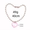6 Colors Hip Hop Colorful Love Heart Pendant Necklace Women Punk Silver Color Beads Chain Grunge Jewelry Accessories Steampunk