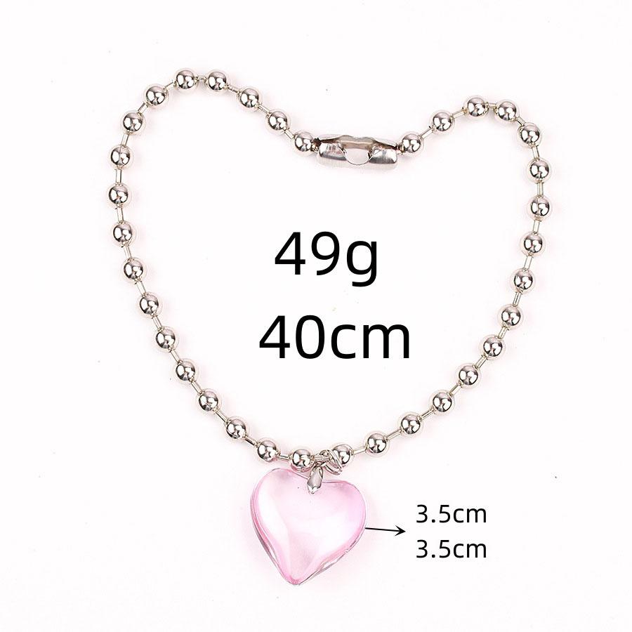 6 Colors Hip Hop Colorful Love Heart Pendant Necklace Women Punk Silver Color Beads Chain Grunge Jewelry Accessories Steampunk