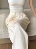 2025 Spring/Summer Women's Jacquard Satin Wide-Leg Pants: High-Waist, Buttoned, Slim-Fit, Casual Trousers.