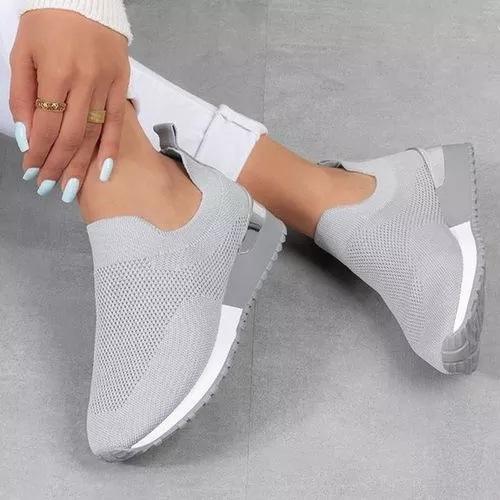 

Women s shoes summer new round head flat bottom fly knitting sports shoes women s large size 43