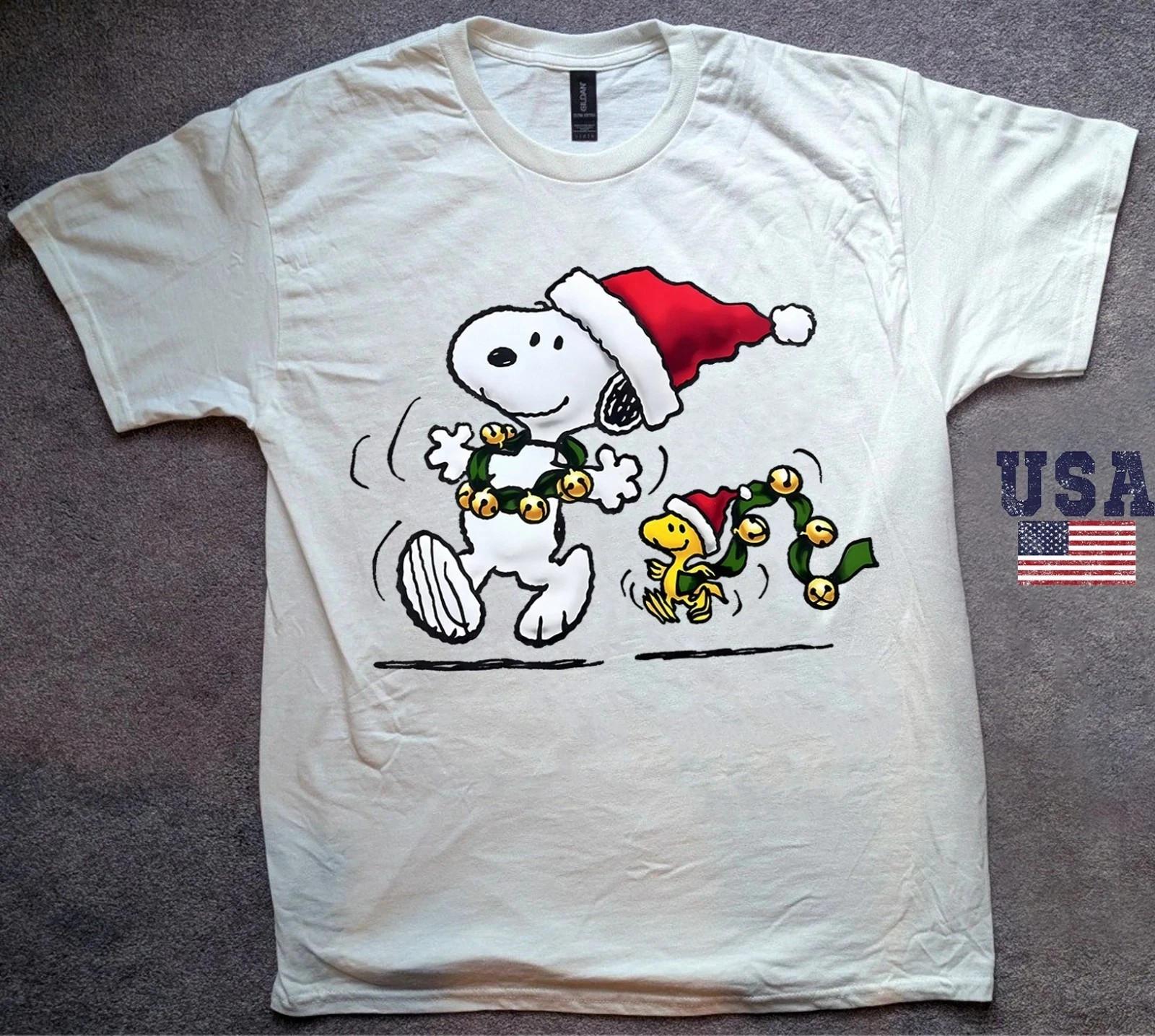New Funny Snoopy Christmas Shirt Happy Peanuts Christmas TShirt S-5XL M