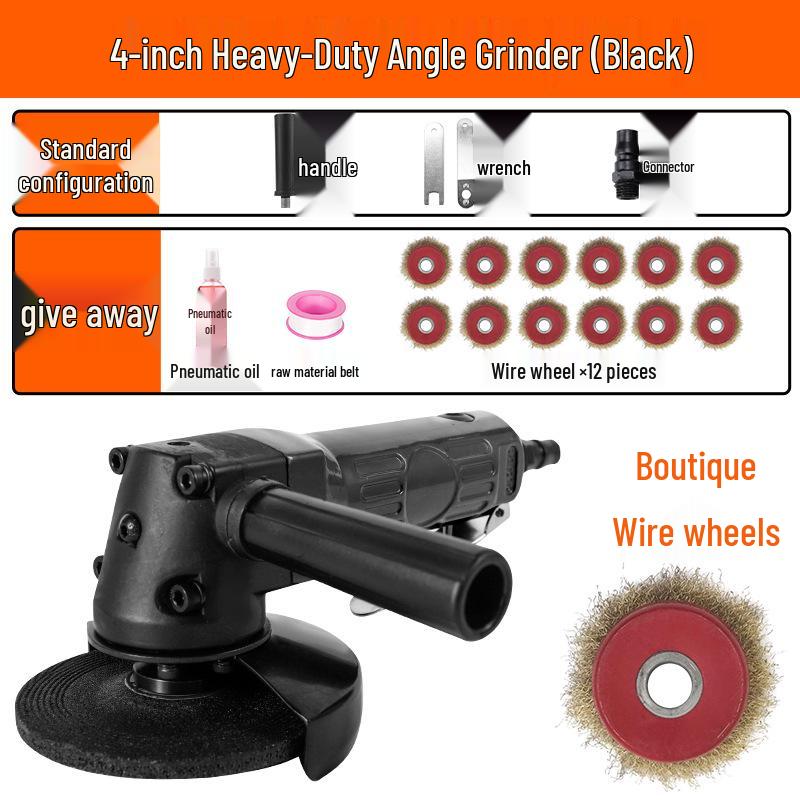 4" Pneumatic Angle Grinder, 5" Industrial-Grade Multipurpose Air-Powered Polisher & Cutter.