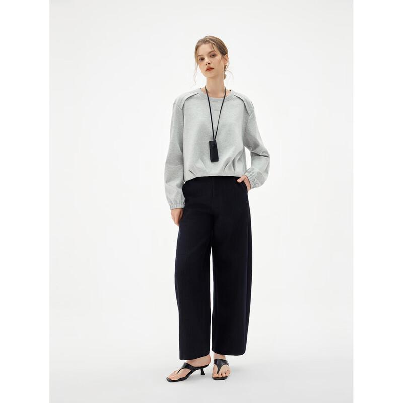 ELLE French Pleated Round Neck Sweatshirt