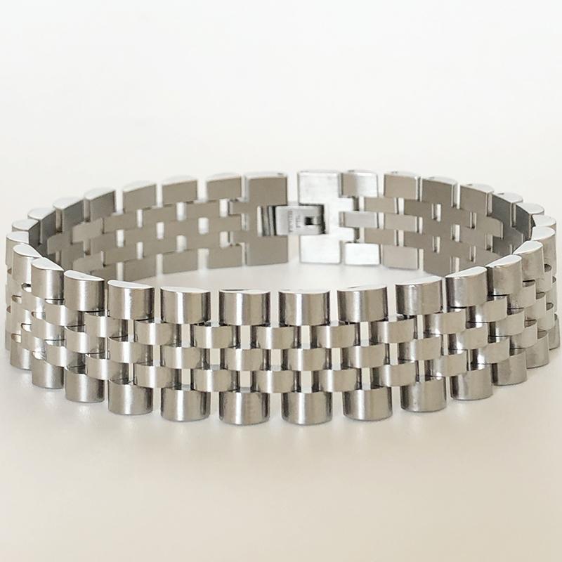 15MM Lenkekjede Herrearmbånd For Kvinner Polert Gullfarge Rustfritt Stål Menn Armbånd På Håndbånd Smykketilbehør