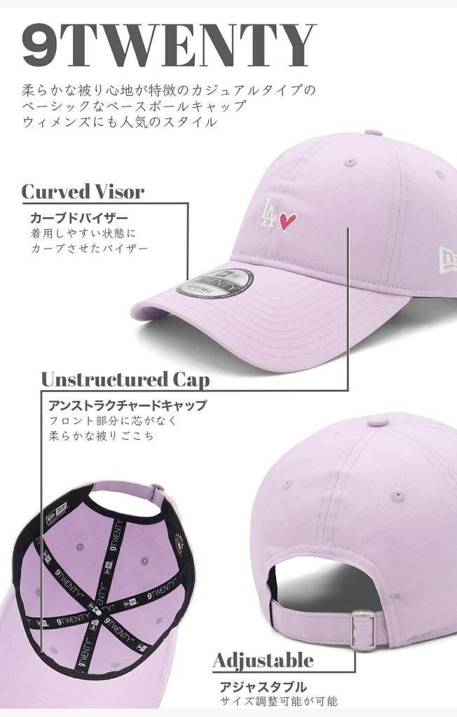 New Era 9TWENTY Cloth Strap Long Visor Cap 15128956 NER35C2380 LA Pastel Lilac New Era Cap MLB ONSPOTZ Special Edition Mini Logo Heart Los Angeles