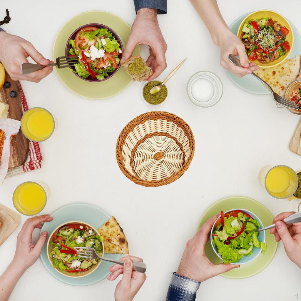 Food Serving Basket Imitation Rattan ,Tabletop Bread Picnic ,Woven Storage