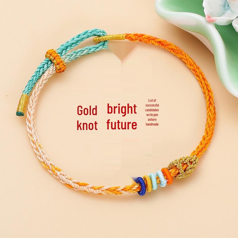 

Ethnic Style Wenchang Knot Bracelet for Exam Success - Red Five-Color Rope for Dragon Boat Festival