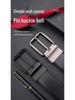 Extra Long Men's Reversible Leather Belt with Rotatable Pin Buckle