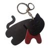 [byDream] 3-Section Cat Keychain, Genuine Leather, Perfect for Cat Lovers, Bag Charm, 8cm Large Cat, Cowhide Leather, Gift, Gift (Wine)