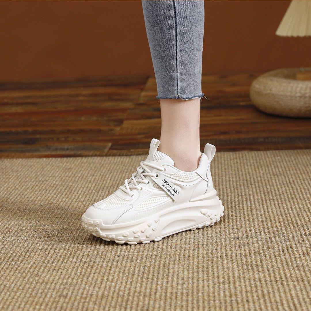 

Breathable mesh dad shoes women s 2024 summer new heightening platform women s shoes versatile small casual sports shoes 35 белый