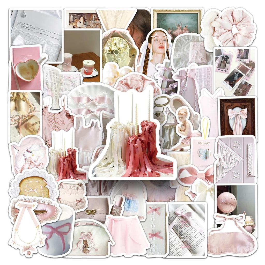 Ballet-Inspired Pink Heart Stickers: 50 Sheets for Water Bottles, Phone Cases, Laptops & DIY Projects