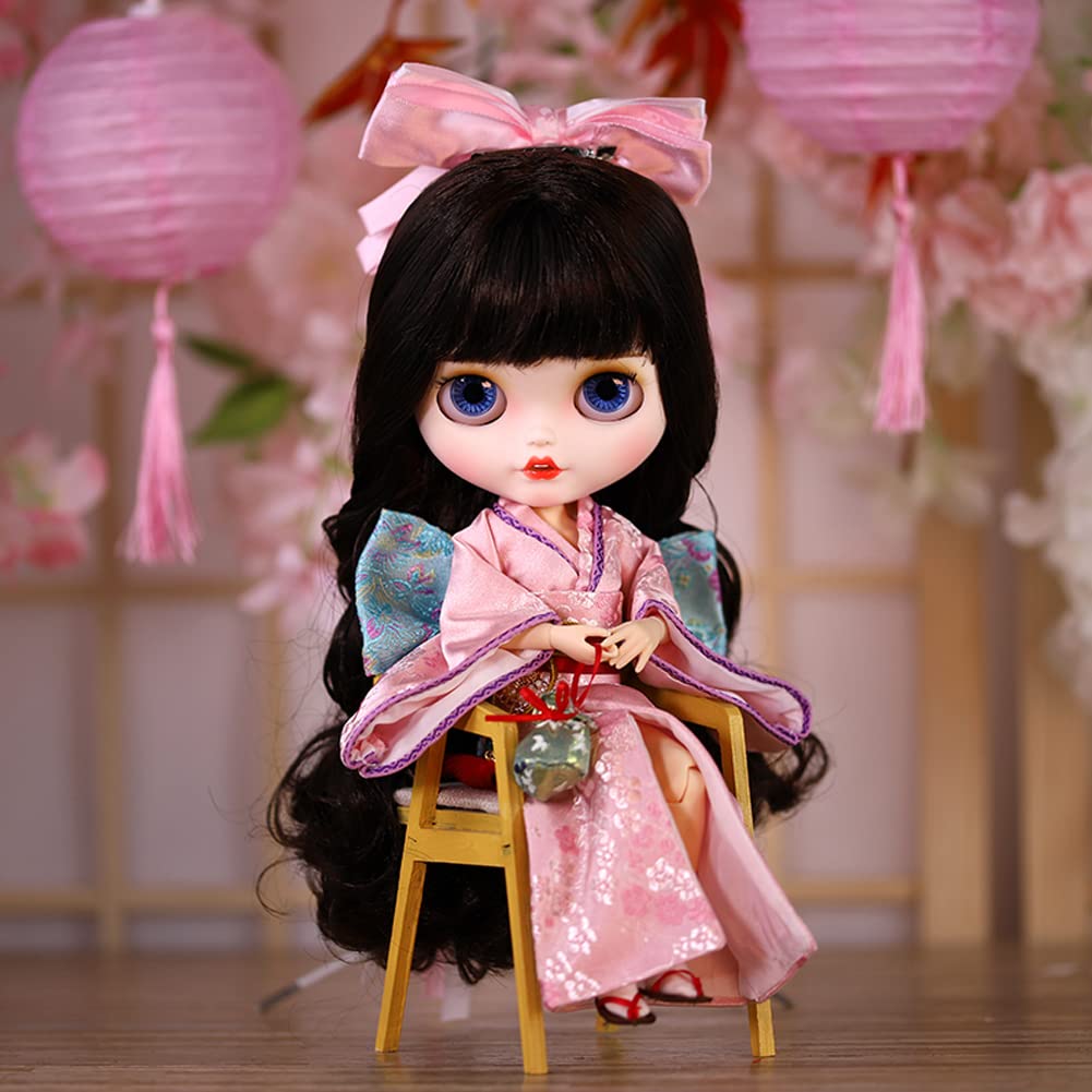 Rakulifey Blythe Japanese with Hair Neo Blythe Outfit Obitsu 24 Compatible Clothes, Clothes, Accessories, Set, Outfit, Pink,