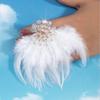 Corsage de pena branca adorno de cabeça de noiva acessórios para roupas de performance de palco simples