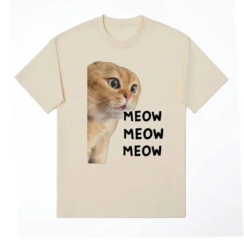 Damen Mode Kurzarm Lustige T-Shirts Tops Sprechende Katze Süßes Meme für den Sommer Kurzärmelig Harajuku
