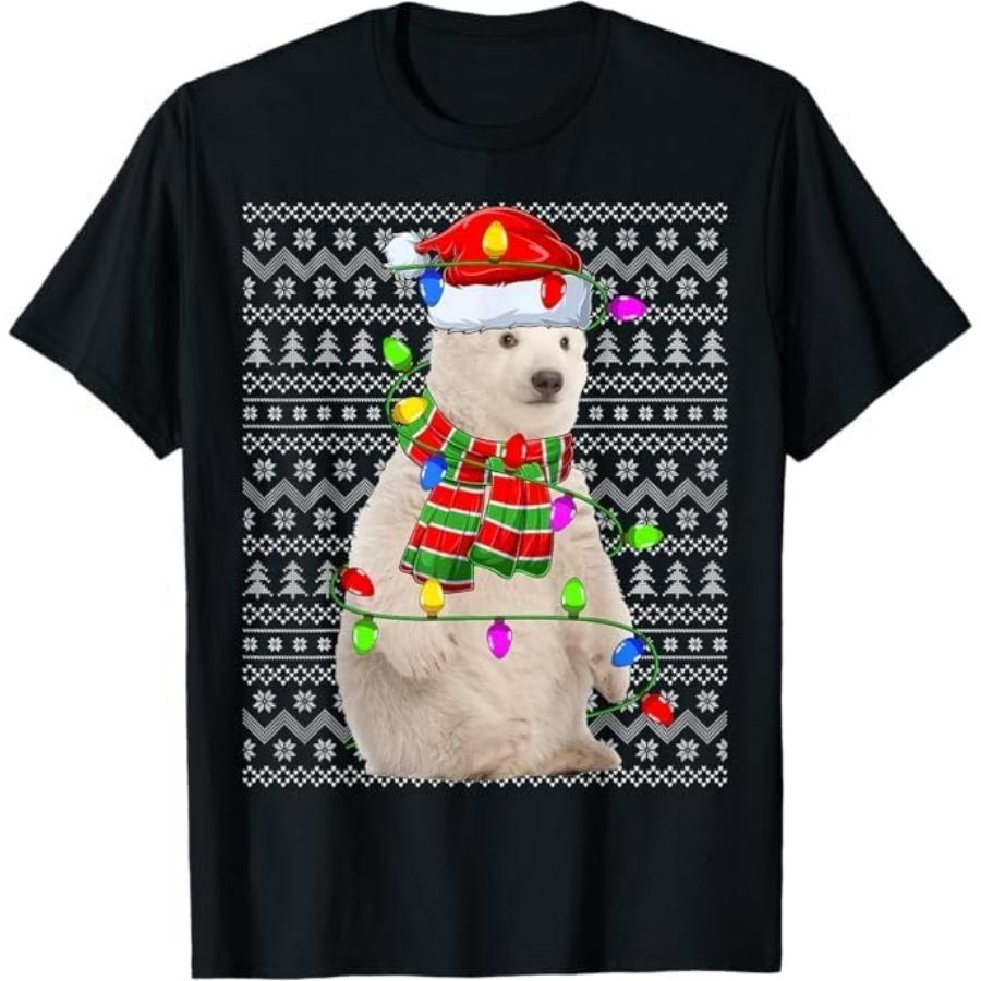 Polar Bear Ugly Xmas Lighting Santa Polar Bear Christmas T-Shirt PTKL Mens Womens Tank Top Sweatshirt Hoodie 704 Black XXXXXL разноцветный