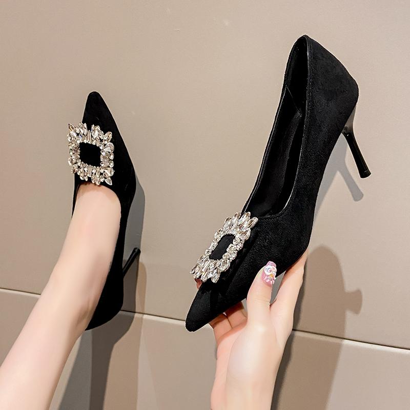 Fashion Large Size Women's Pumps 2025 Brand Designer Luxury Rhinestone Woman High Heels  Fashion Pointed Toe Ladies Wedding Party Shoes