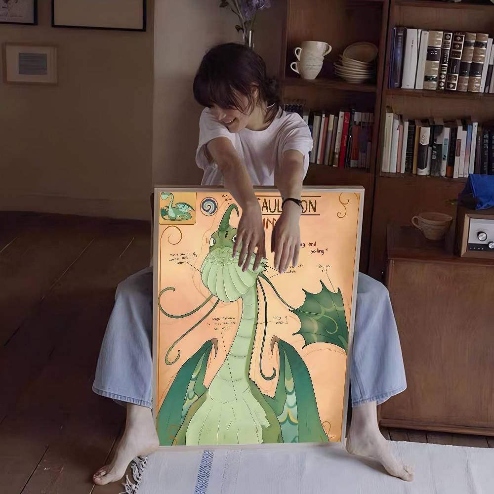 H-How To T-Train Your D-Dragon Whitepaper Poster Retro Kraft Paper Sticker DIY Room Bar Cafe Vintage Decorative Painting